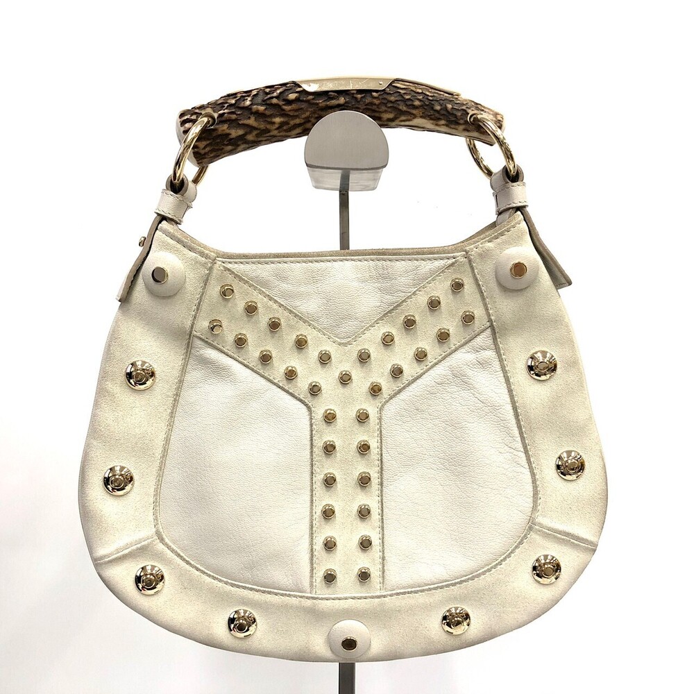 Saint Laurent Mombasa Leather Shoulder Bag White